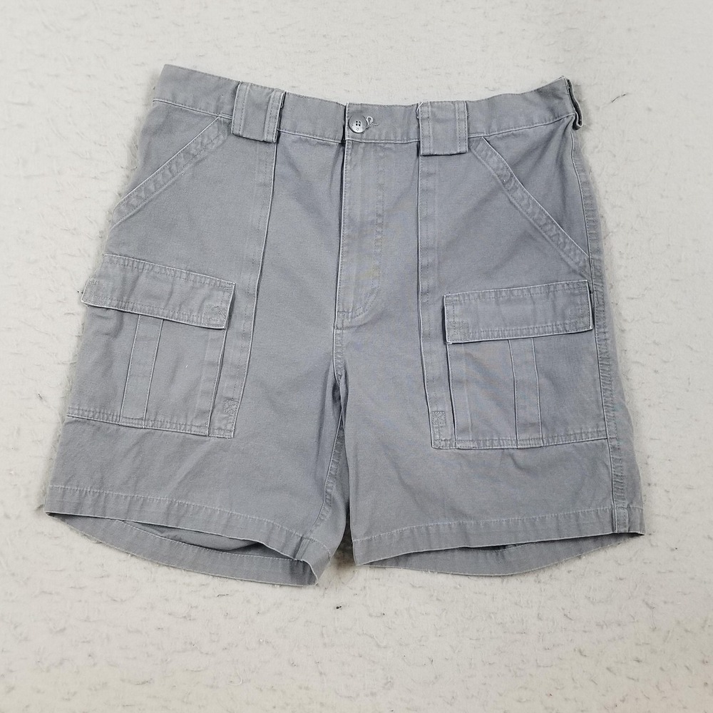 Weekender Cargo Shorts Mens 36 Gray Elastic Waist 8 Inseam Cotton Pockets Casual